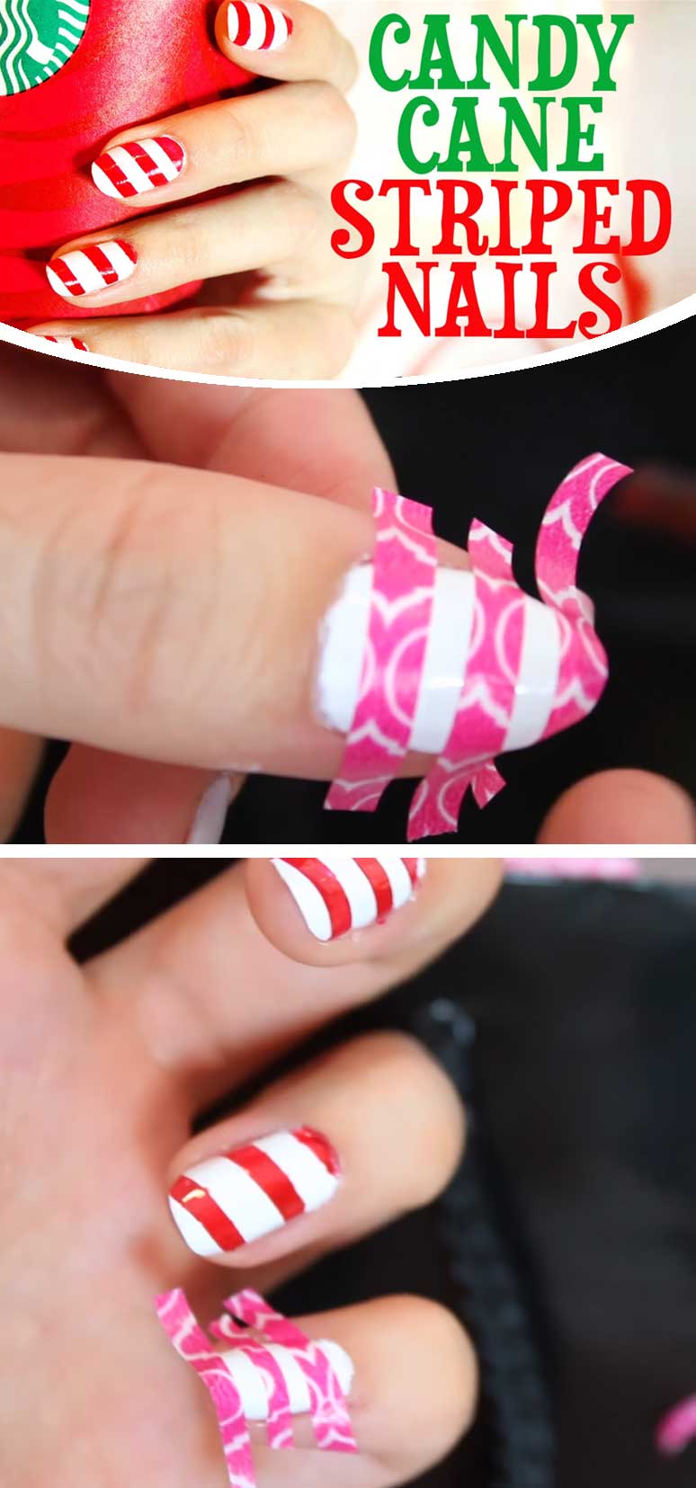 Candy Cane Striped Nails
