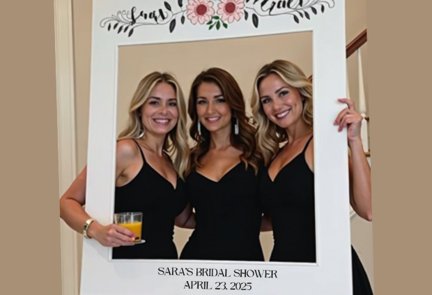 DIY bridal shower photo prop idea for fun and memorable pictures with guests.