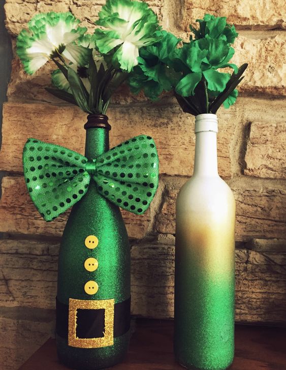St. Patrick's Day Wine Bottles