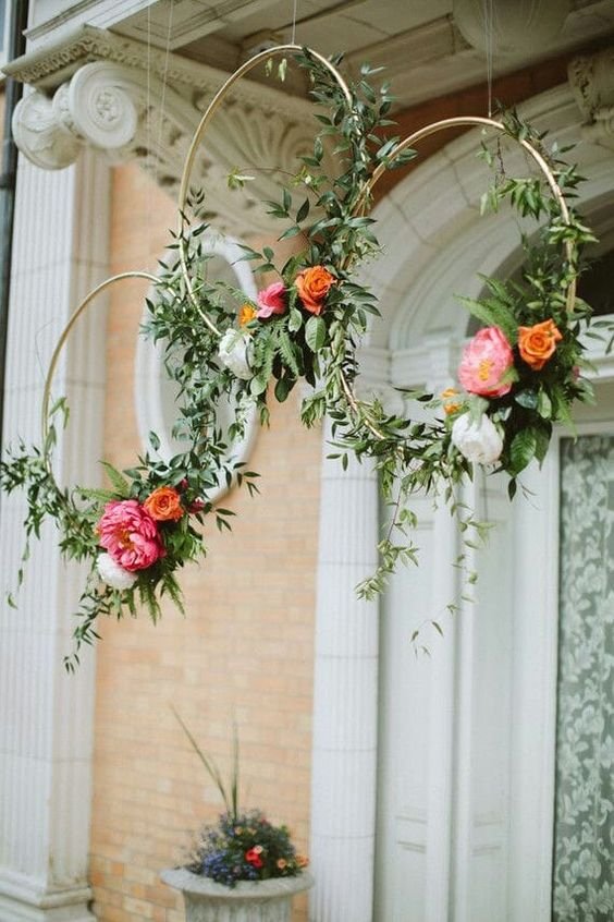 Floral Hoop Wedding Centerpieces