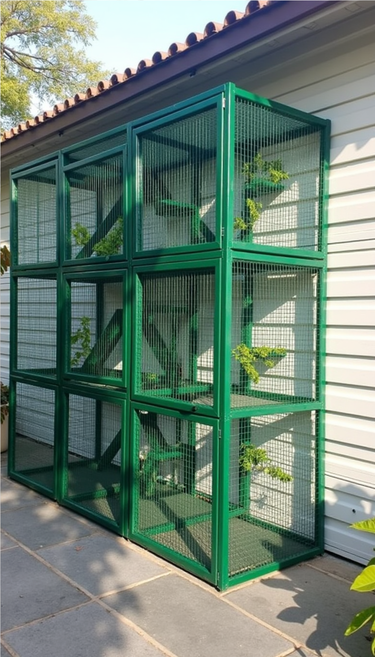 Budget-friendly DIY catio made with wood and wire
