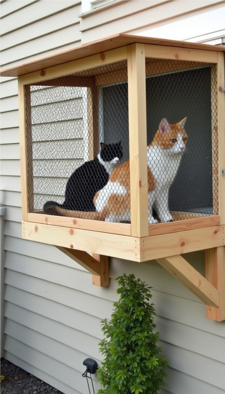 Window-mounted catio for apartment living or small balconies