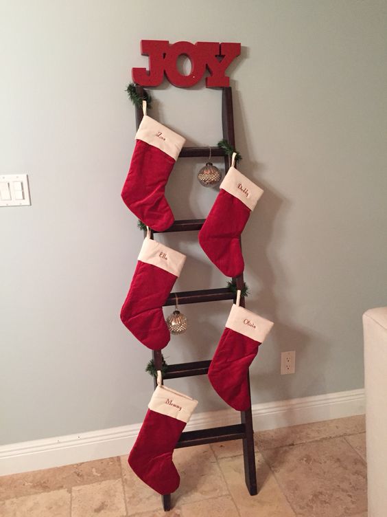 Christmas Ladder Stocking Holder
