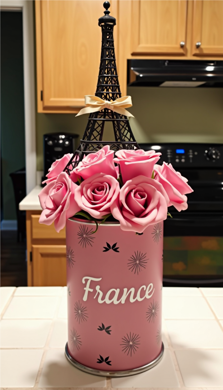  Pink rose Eiffel Tower table decor perfect for a bridal or baby shower