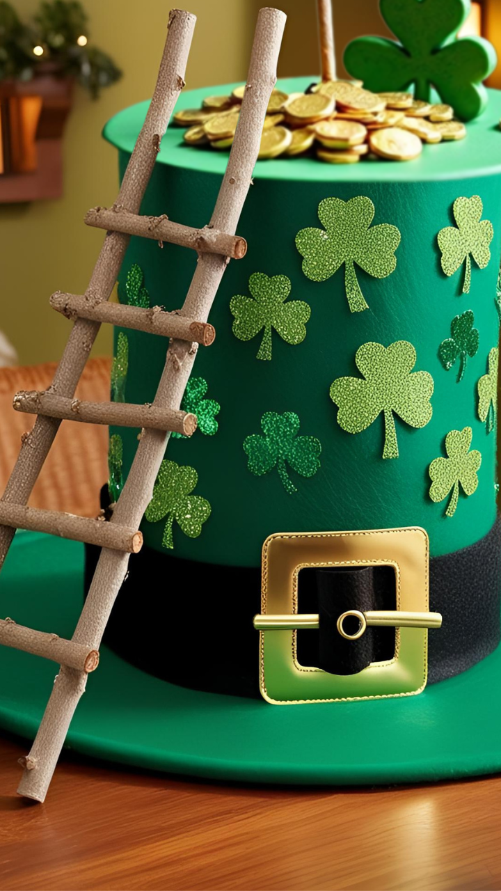 DIY Leprechaun hat trap with gold coins and rainbow bait for St. Patrick’s Day