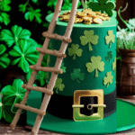 DIY Leprechaun hat trap with gold coins and rainbow bait for St. Patrick’s Day.