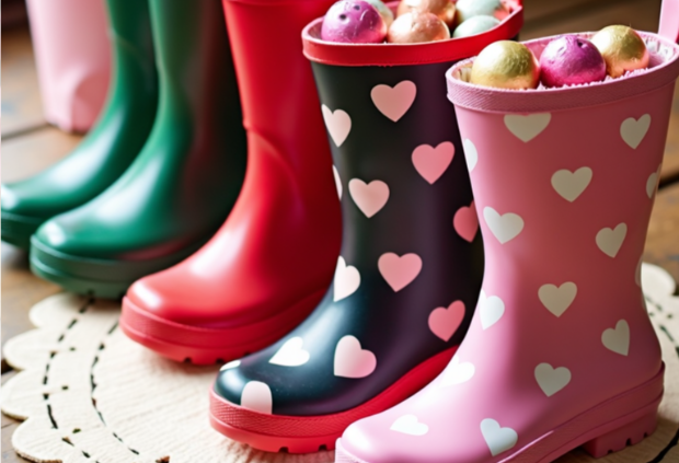 non-traditional Easter basket, Easter gifts for grandkids, Easter boot basket ideas.