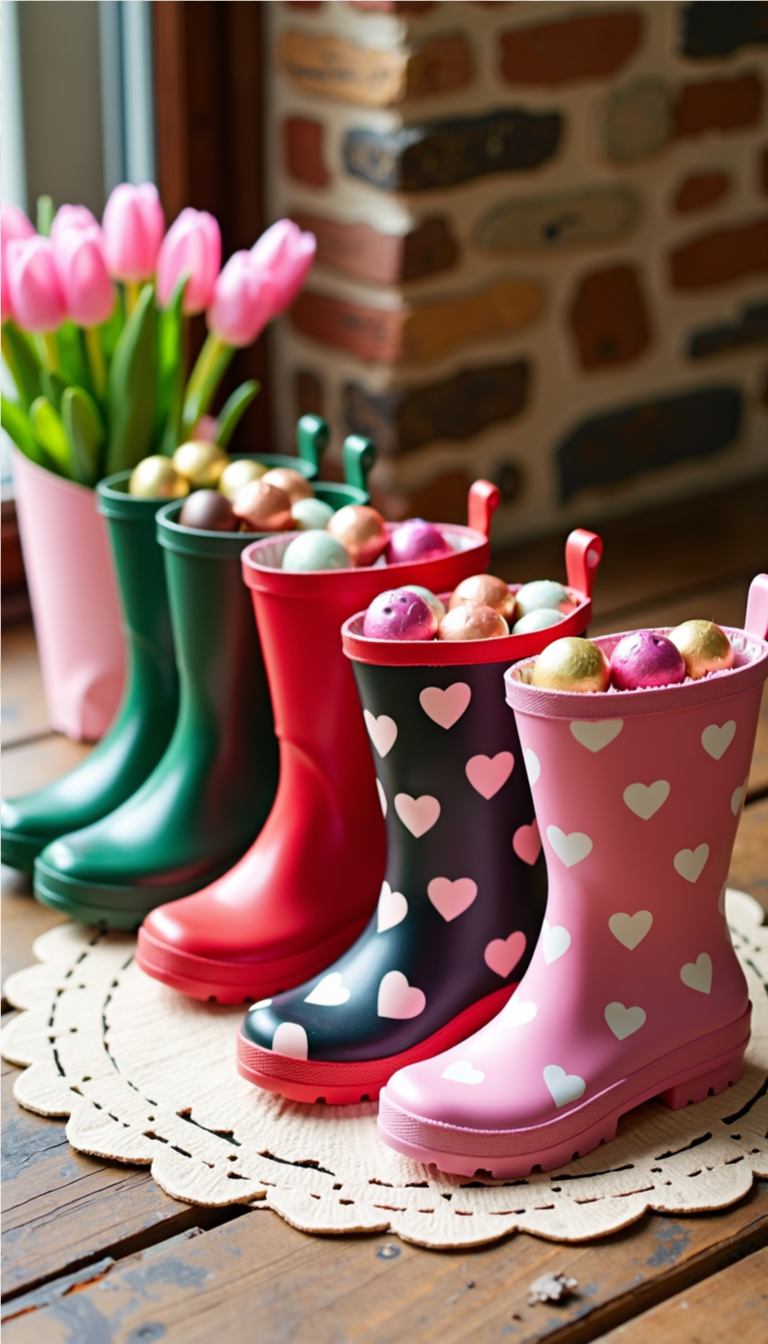 non-traditional Easter basket, Easter gifts for grandkids, Easter boot basket ideas.