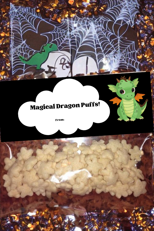 dragon puffs halloween treat bag topper